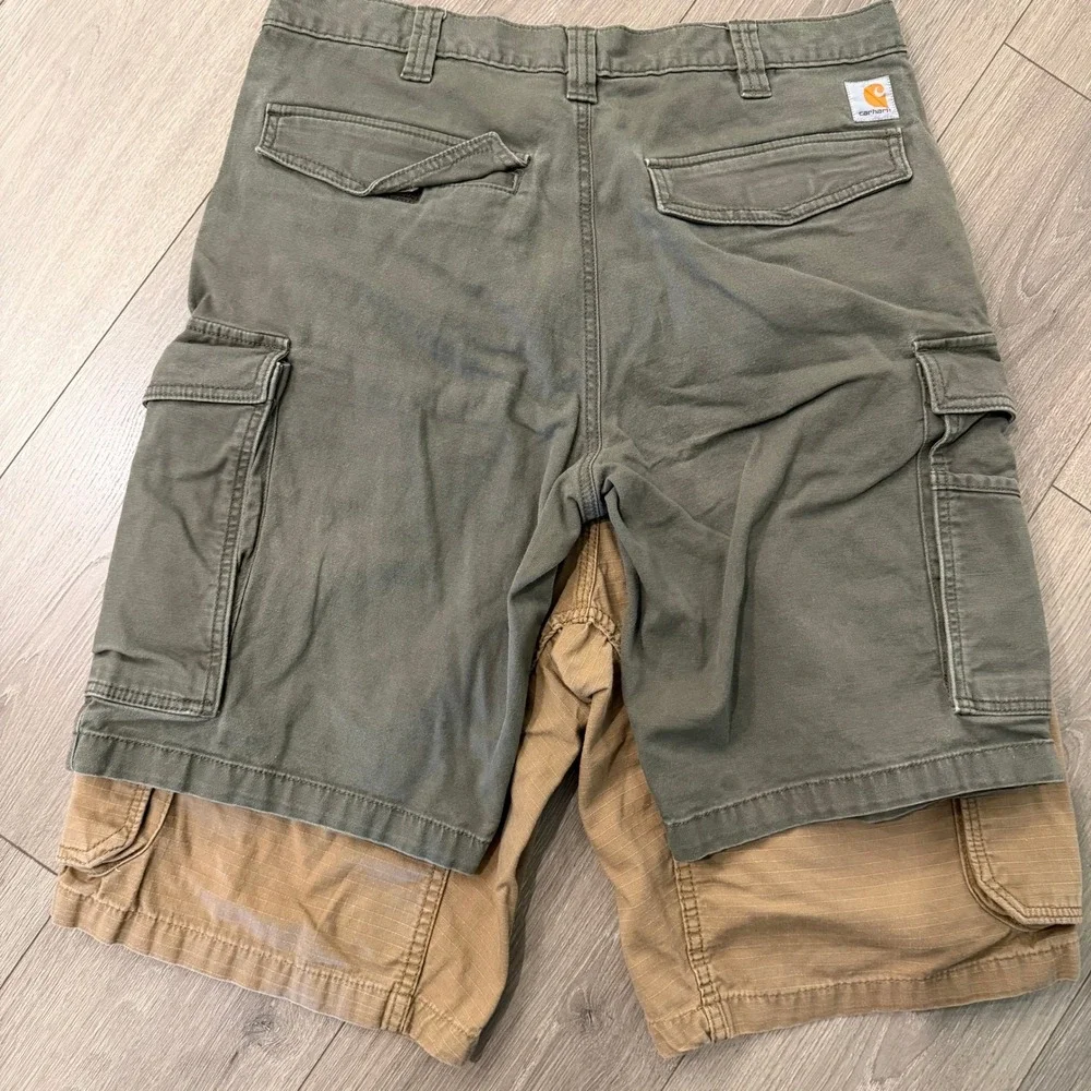 Lot of 3 Carhartt Relaxed Fit Cargo Shorts Mens 34 Blue Green Tan Ripstop Force